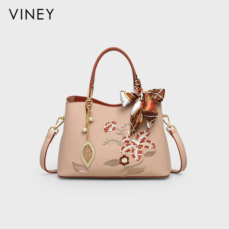 VINEY Commuter Genuine Leather Large Capacity Convertible Top-Handle Bag