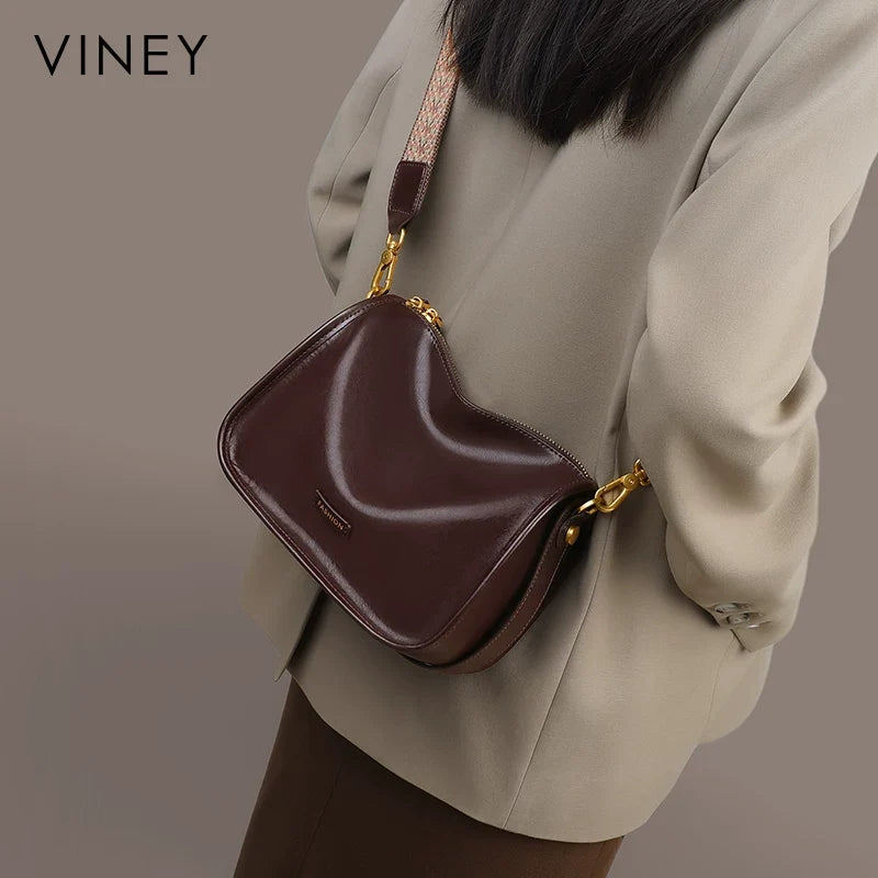 VINEY Genuine Leather Pillow Convertible Hobo Bag