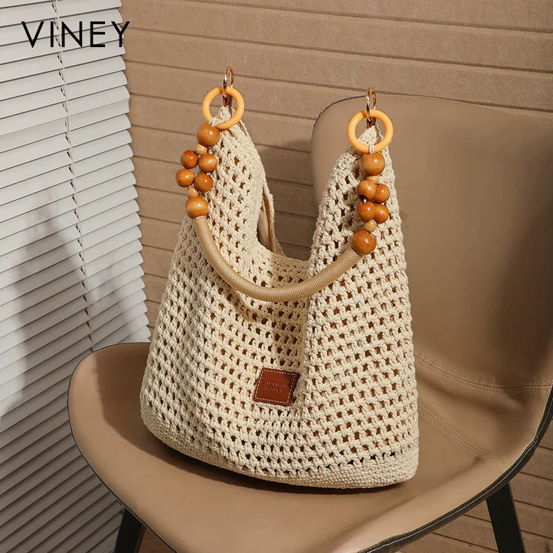 VINEY Urban Woven Straw Beach Large Capacity Convertible Tote Bag
