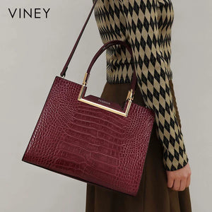 VINEY Urban Genuine Leather Top-Handle Bag