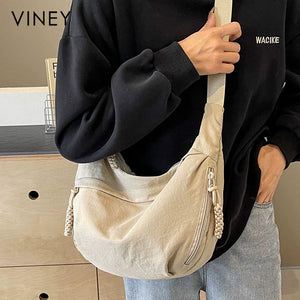 VINEY Canvas Large Capacity Lightweight Crescent Tote Bag