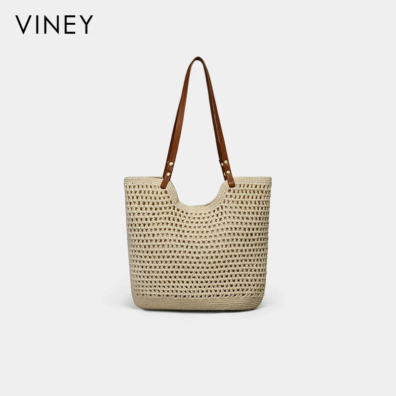 VINEY Everyday Woven Straw Beach Large Capacity Tote Bag