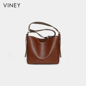 VINEY Genuine Leather Large Capacity Bucket Bag