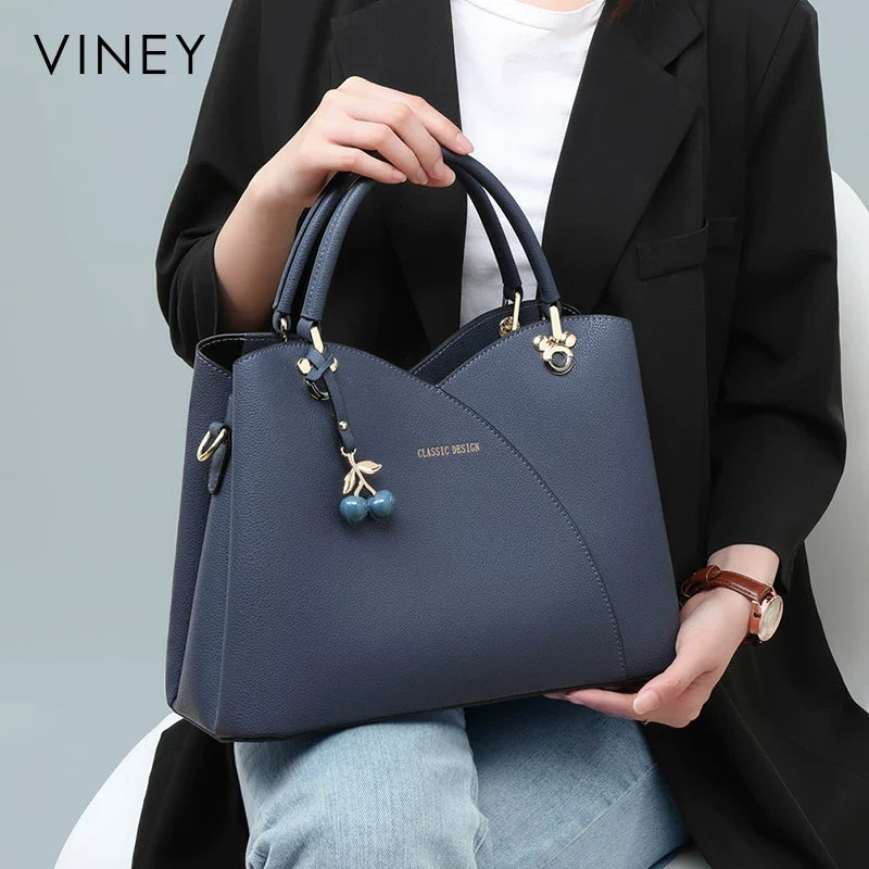 VINEY City Genuine Leather Top-Handle Bag