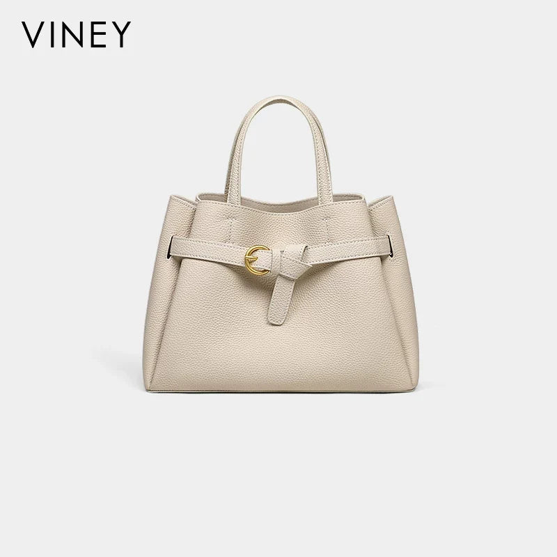 VINEY City Genuine Leather Large Capacity Convertible Tote Bag
