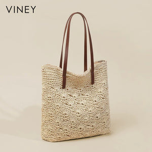 VINEY City Woven Straw Beach Large Capacity Tote Bag