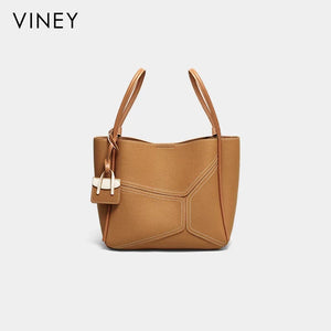VINEY City Genuine Leather Large Capacity Convertible Bucket Bag