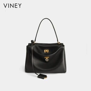 VINEY Genuine Leather Convertible Tote Bag