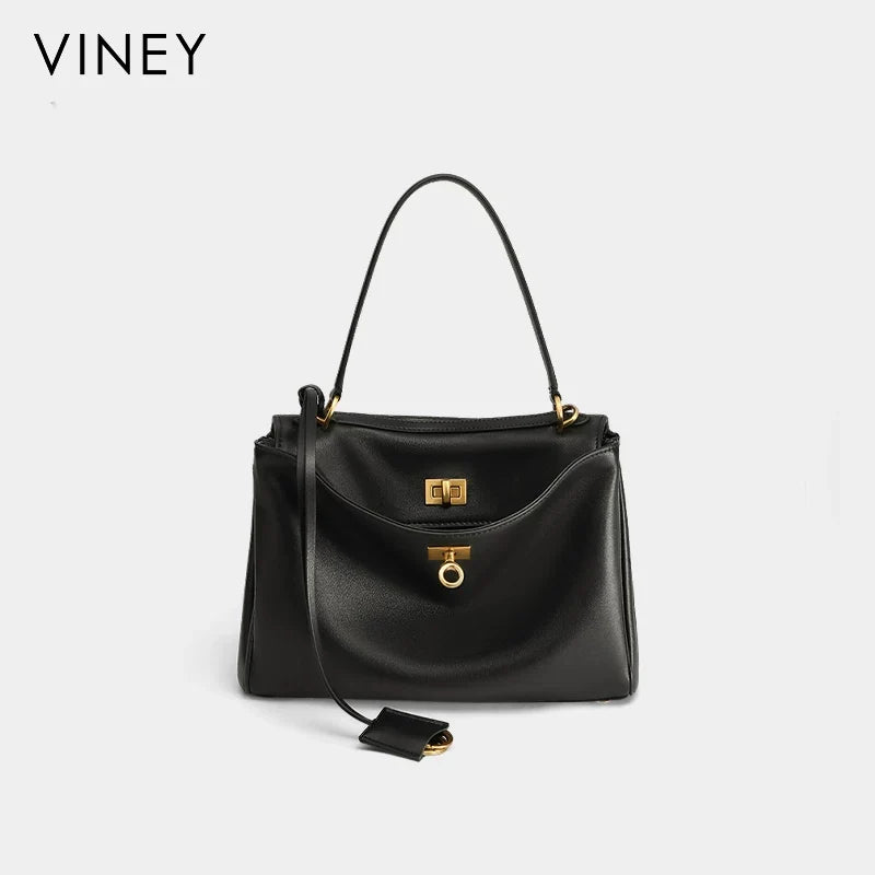 VINEY Genuine Leather Convertible Tote Bag