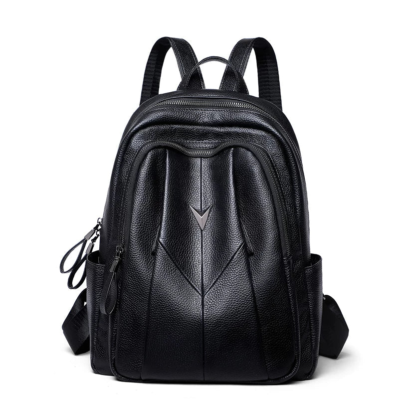 VINEY Genuine Leather Large Capacity Lightweight Laptop Backpack