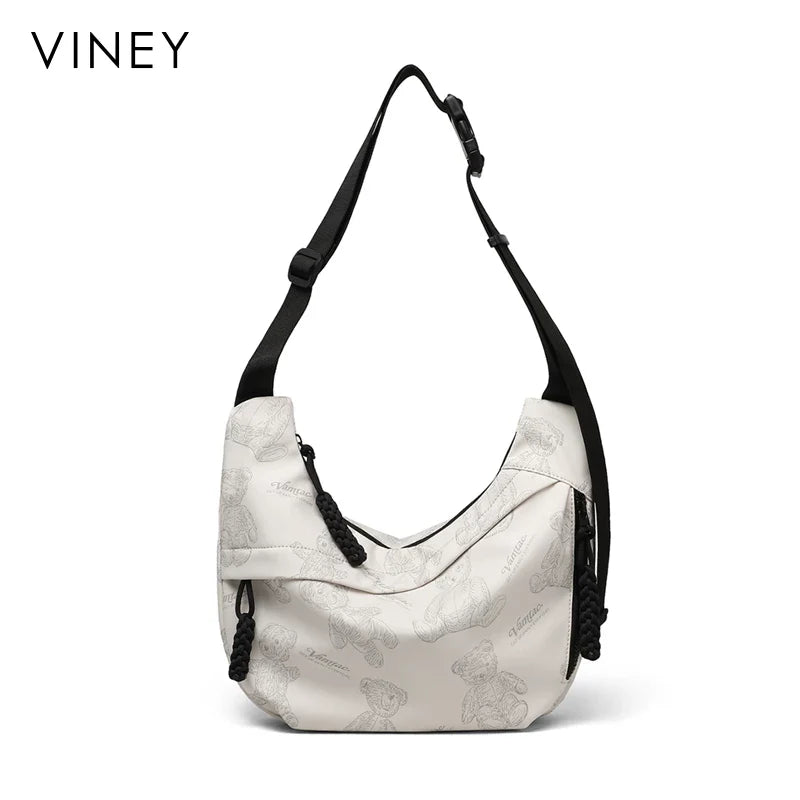 VINEY Everyday Canvas Large Capacity Crescent Tote Bag