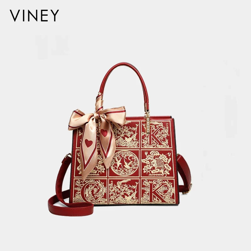 VINEY Urban Genuine Leather Lightweight Top-Handle Bag