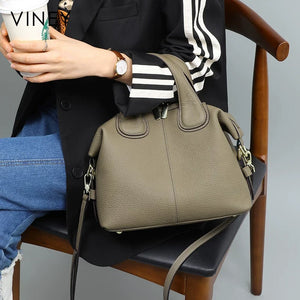 VINEY Urban Genuine Leather Large Capacity Convertible Top-Handle Bag