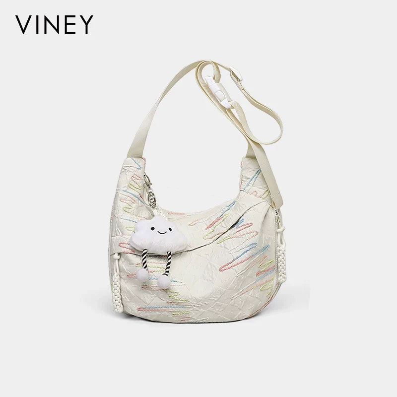 VINEY Canvas Large Capacity Crescent Convertible Tote Bag