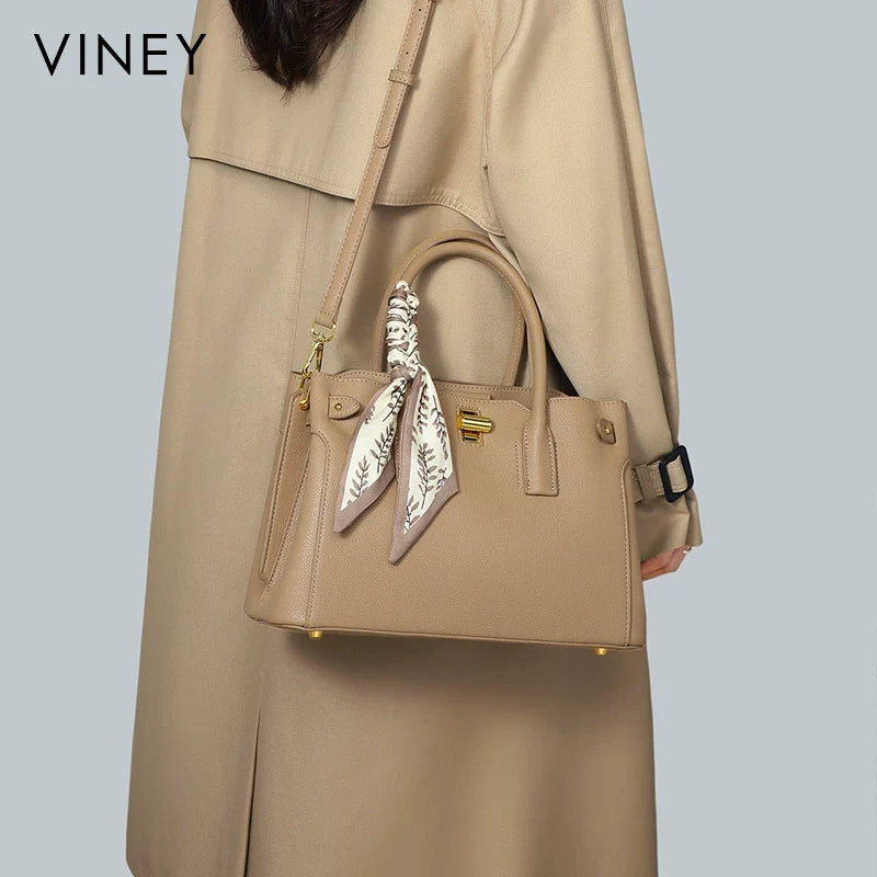 VINEY Urban Genuine Leather Large Capacity Lightweight Top-Handle Bag