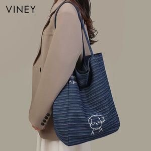 VINEY Urban Canvas Large Capacity Tote Bag