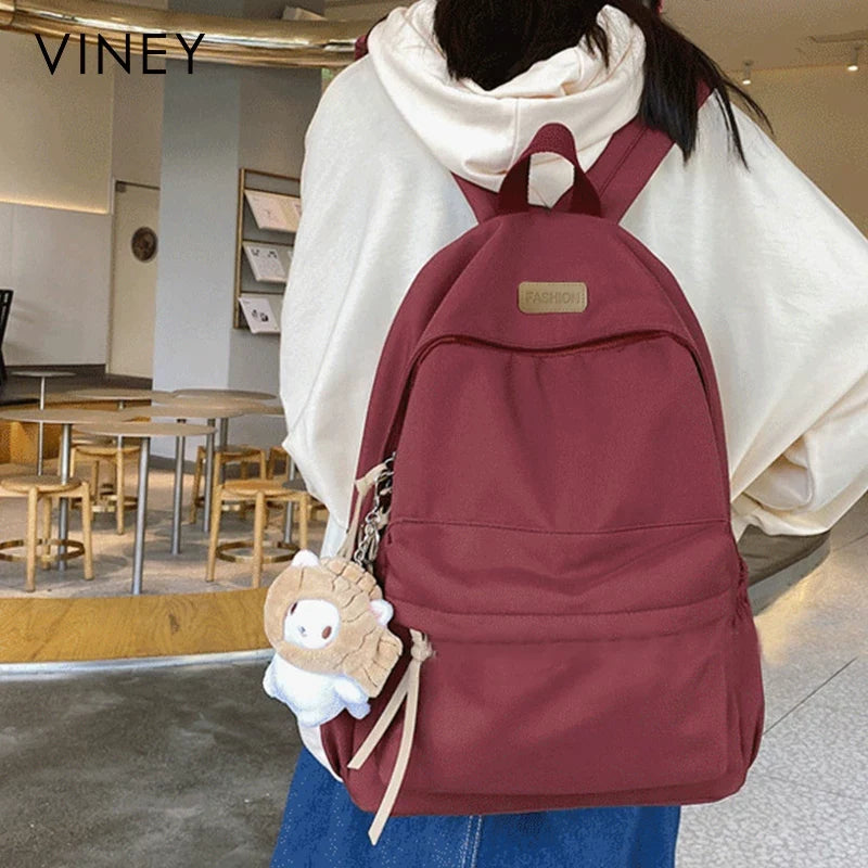 VINEY Urban Canvas Large Capacity Laptop Backpack in Black