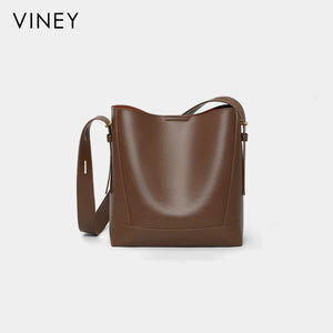 VINEY Commuter Genuine Leather Large Capacity Convertible Bucket Bag