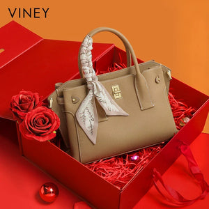 VINEY Urban Genuine Leather Large Capacity Lightweight Top-Handle Bag