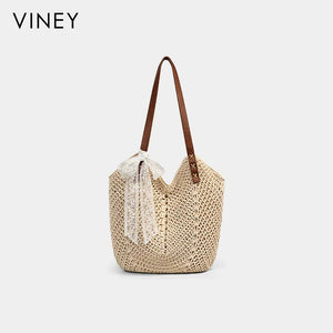 VINEY City Woven Straw Beach Large Capacity Convertible Tote Bag