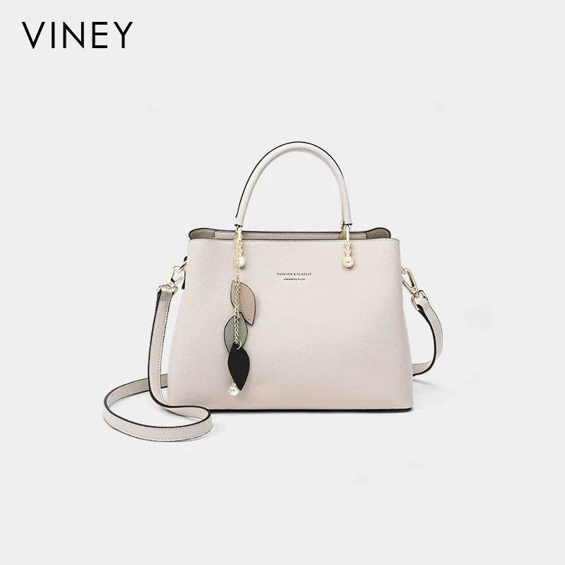 VINEY Weekend Genuine Leather Convertible Top-Handle Bag in Red
