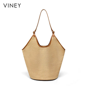 VINEY Everyday Woven Straw Beach Large Capacity Basket Tote Bag