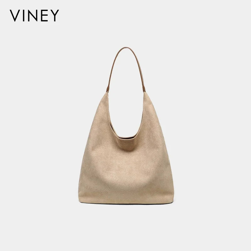 VINEY Suede Large Capacity Tote Bag