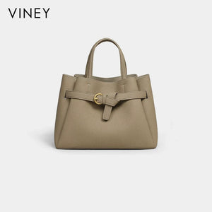 VINEY Classic Genuine Leather Large Capacity Convertible Bucket Bag