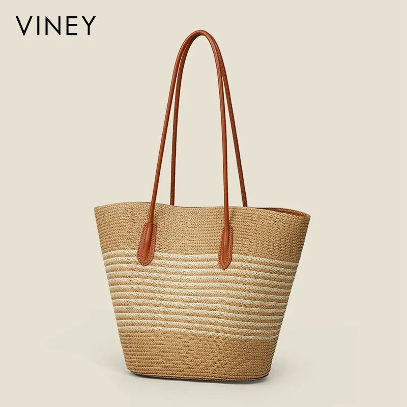 VINEY Woven Large Capacity Convertible Tote Bag