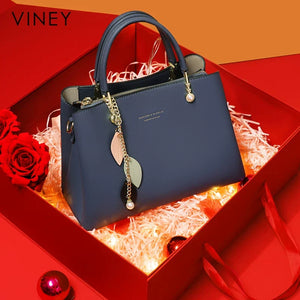 VINEY Commuter Genuine Leather Convertible Top-Handle Bag