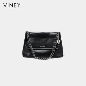 VINEY Urban Genuine Leather Large Capacity Chain-Strap Tote Bag