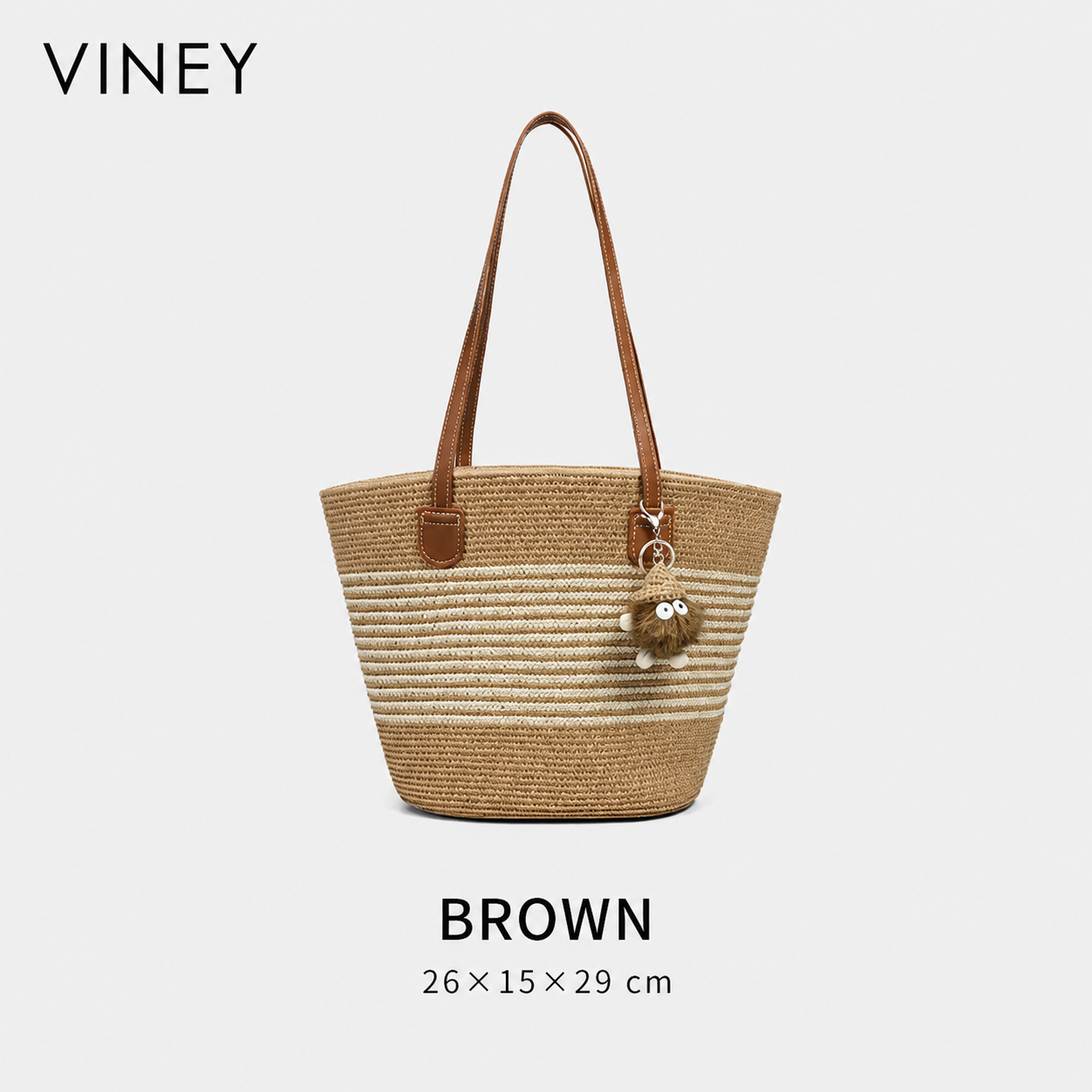 VINEY Striped Woven Straw Tote Bag for Women