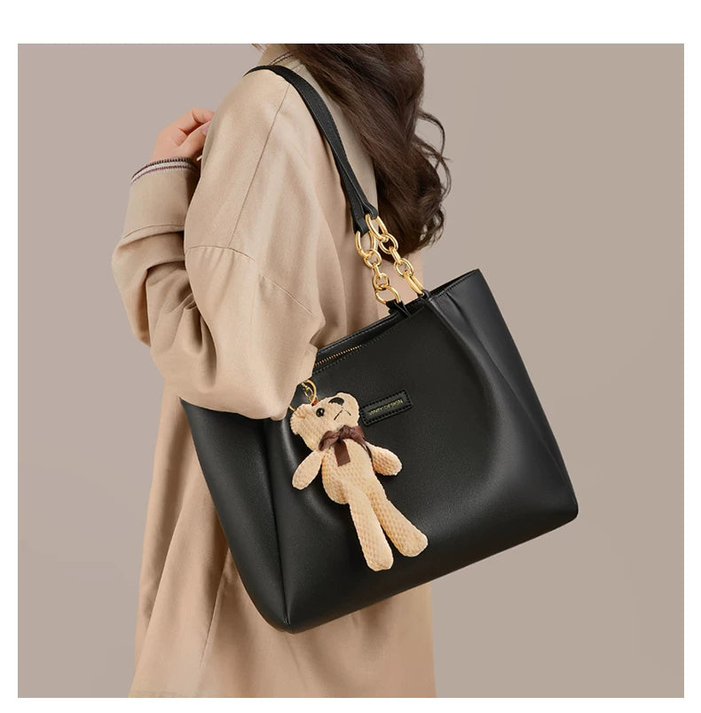 VINEY 4649A black tote shoulder carry