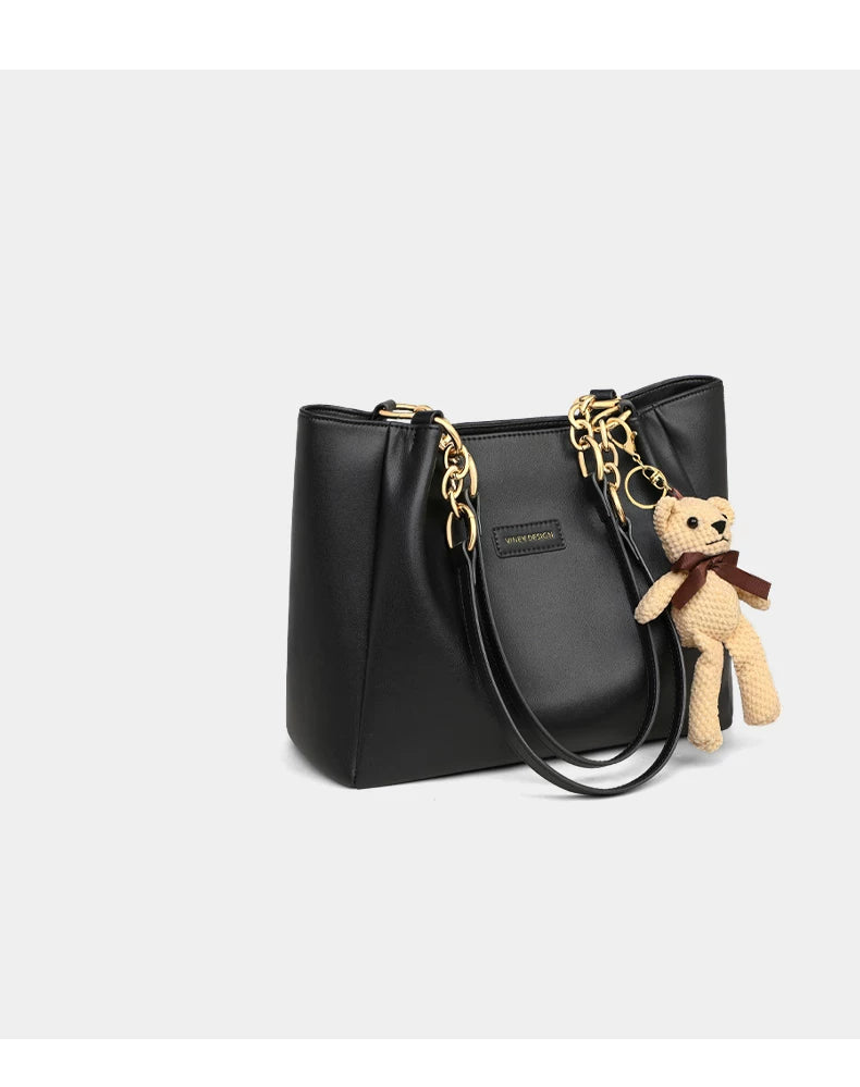 VINEY 4649A black leather tote