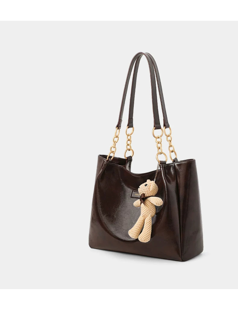VINEY 4649A coffee leather tote