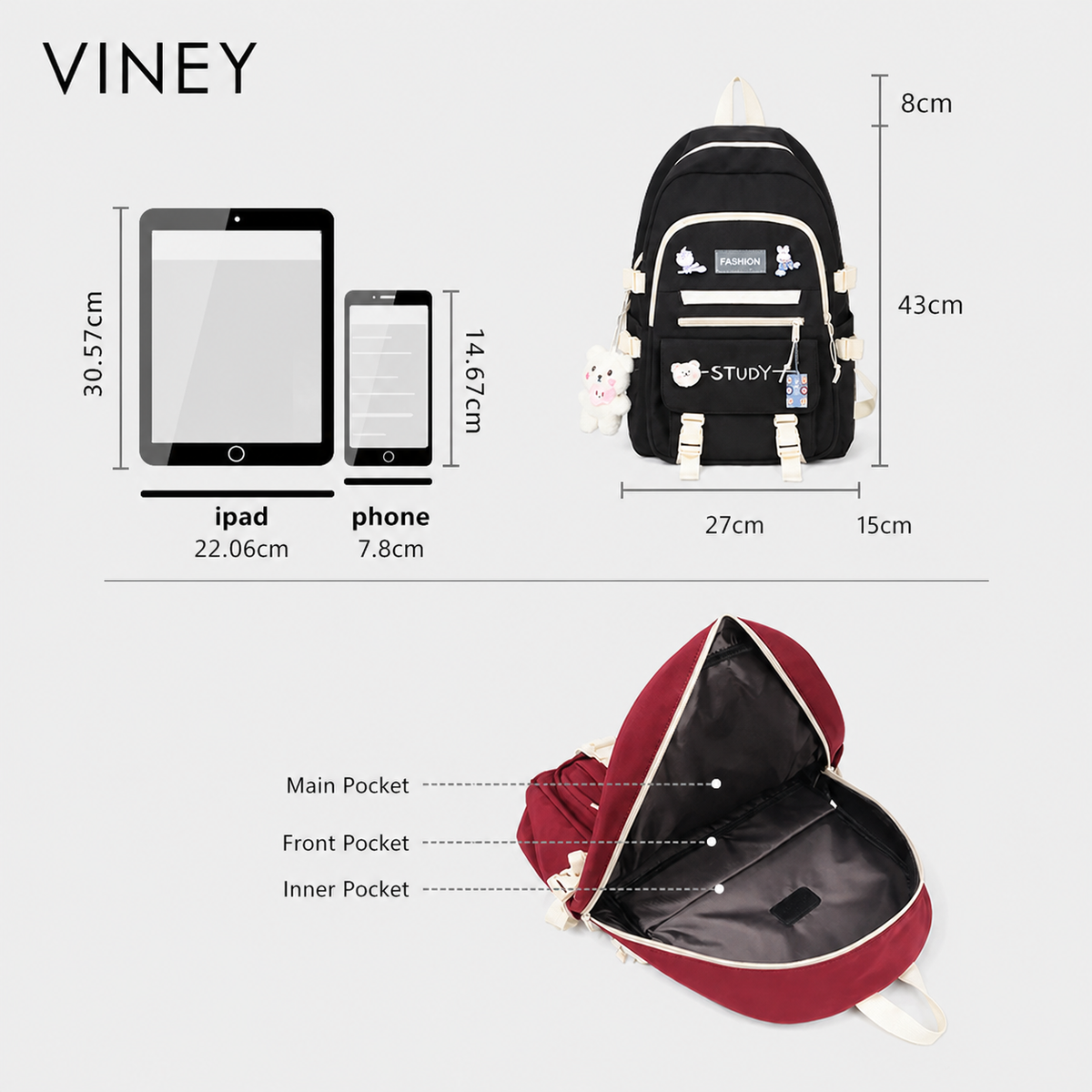 VINEY Versatile Large Capacity Lightweight Backpack product image 5