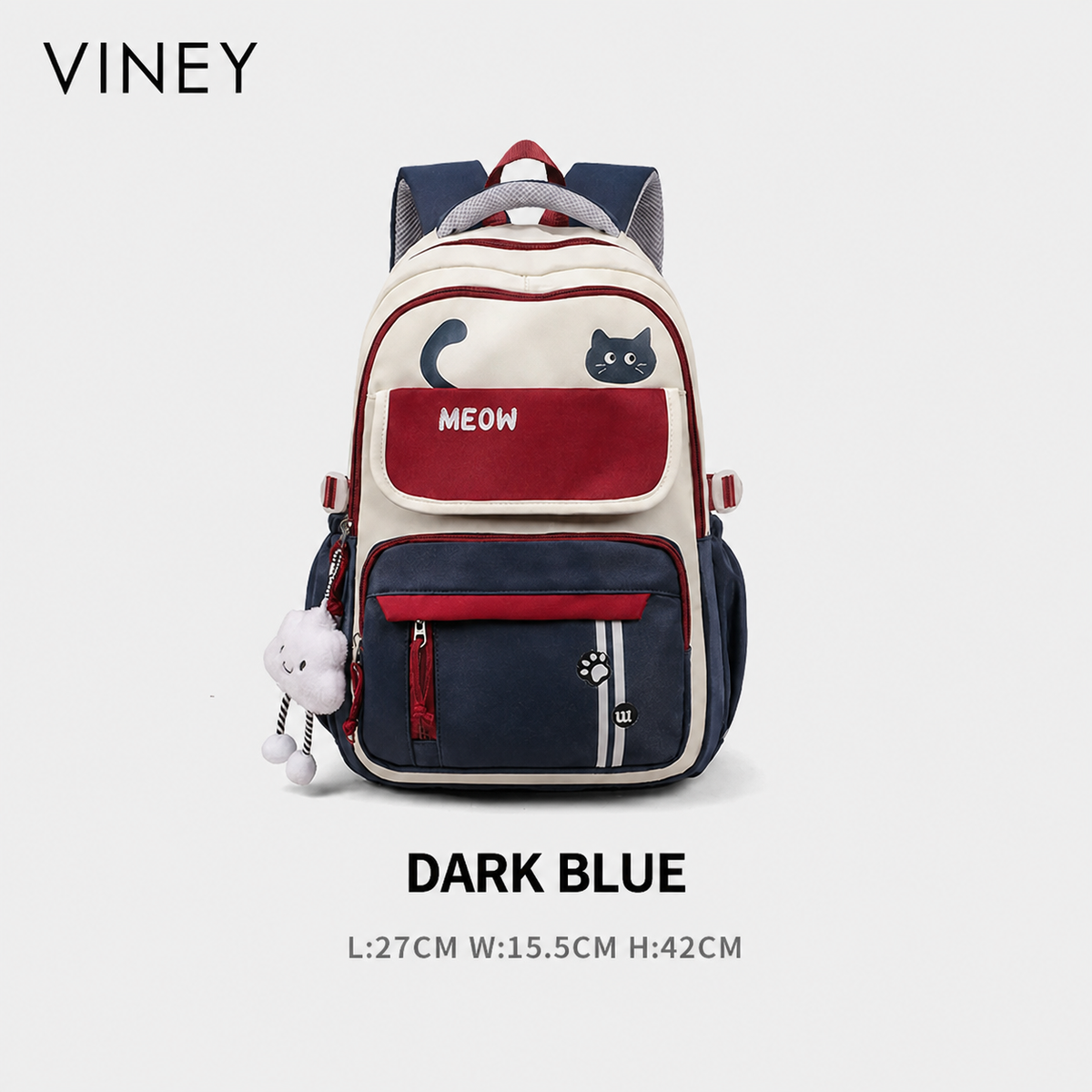 VINEY Canvas Large Capacity Lightweight Colorblock Backpack — English product image 6