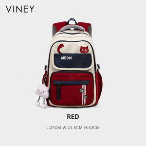 VINEY Canvas Large Capacity Lightweight Colorblock Backpack — English product image 7
