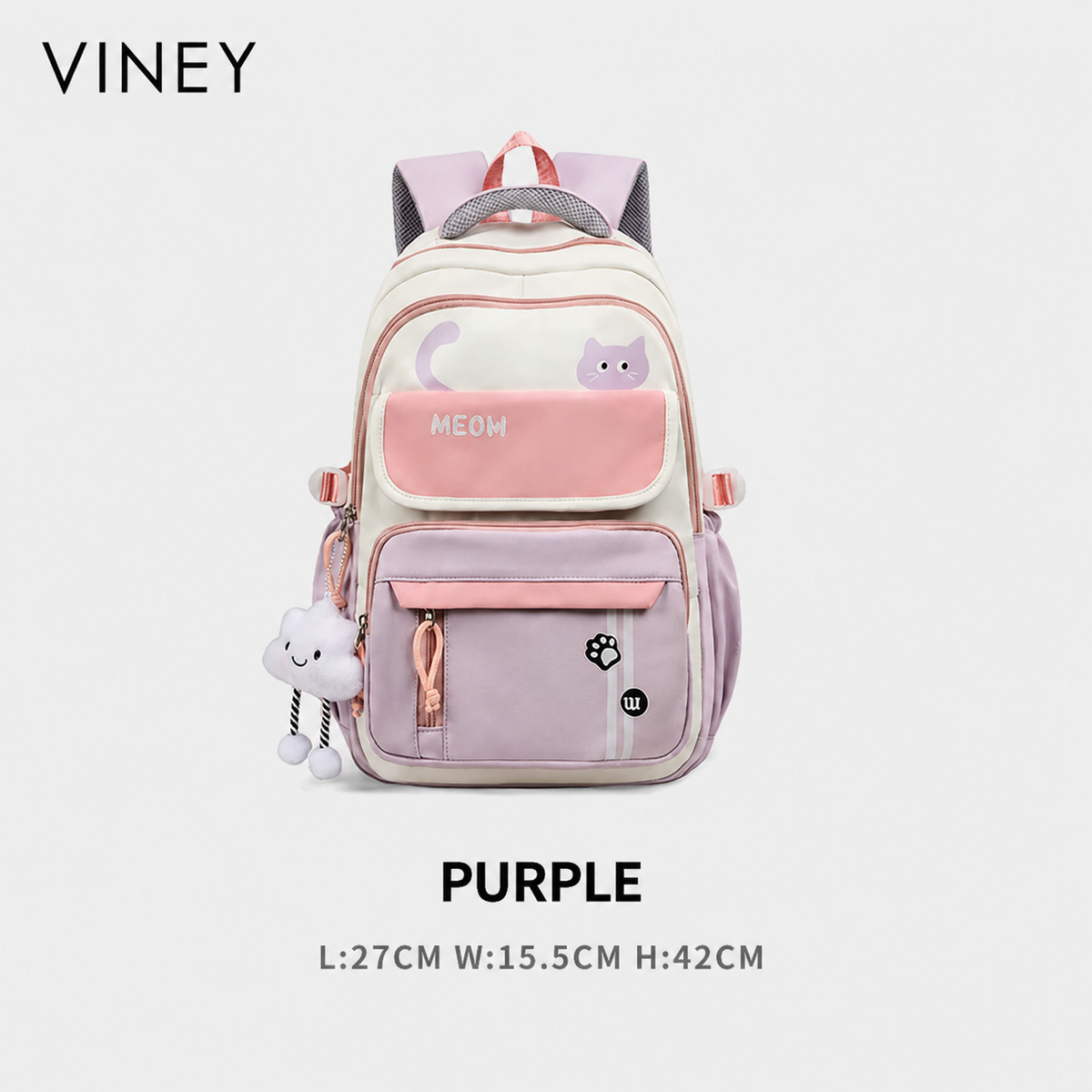 VINEY Canvas Large Capacity Lightweight Colorblock Backpack — English product image 8