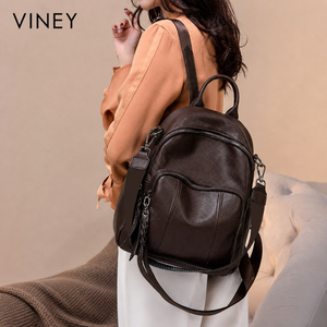 VINEY Everyday Genuine Leather Large Capacity Lightweight Backpack — English product image 2