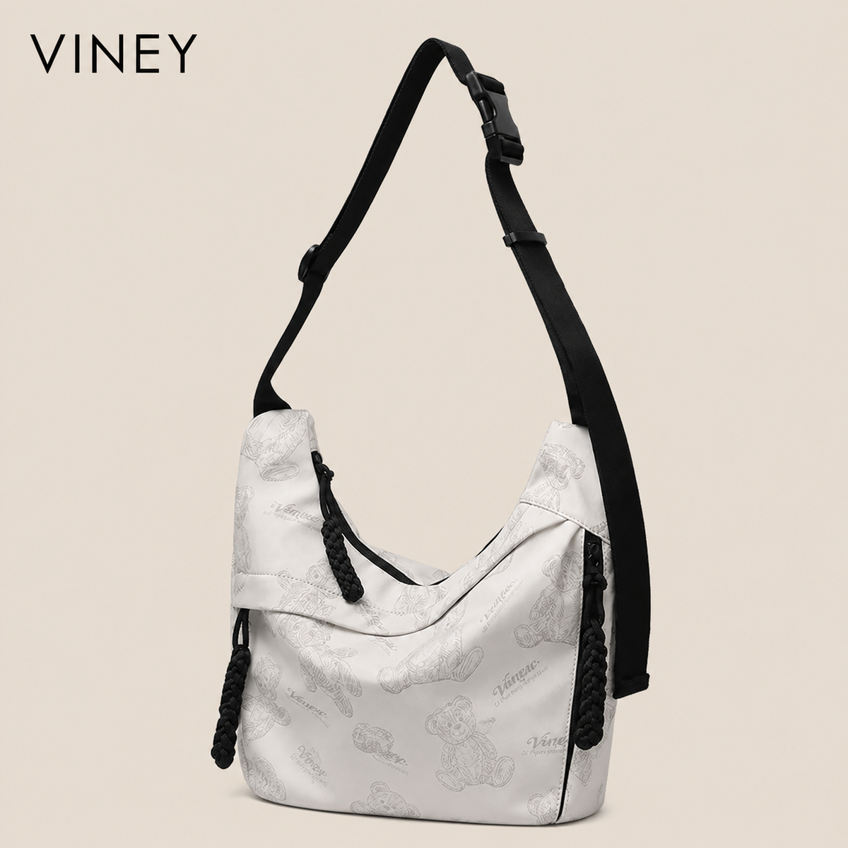 VINEY Everyday Canvas Large Capacity Crescent Tote Bag — English product image 2