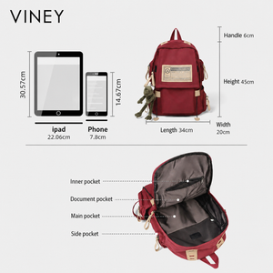 VINEY Everyday Canvas Large Capacity Laptop Backpack — English product image 5