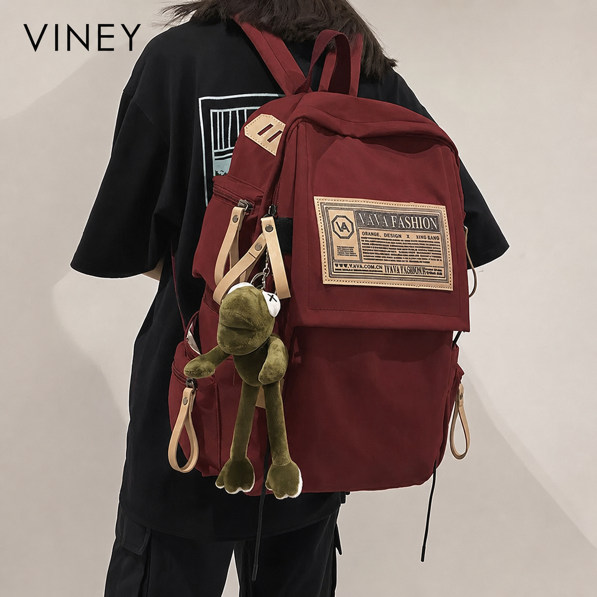 VINEY Everyday Canvas Large Capacity Laptop Backpack lifestyle view