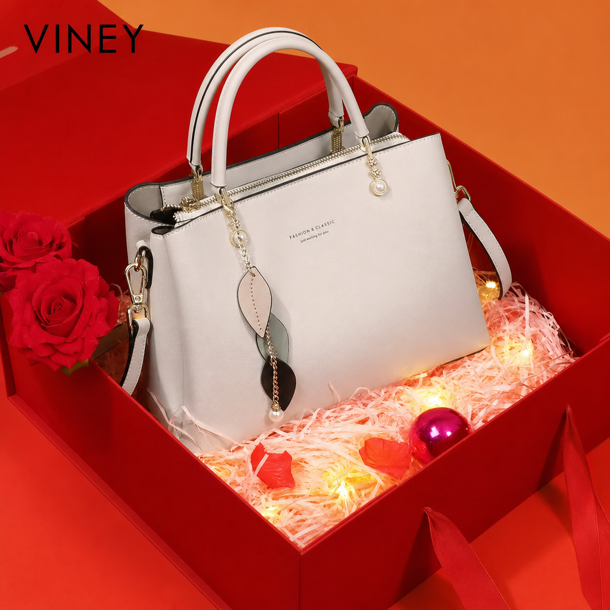 VINEY Weekend Genuine Leather Convertible Top-Handle Bag lifestyle view