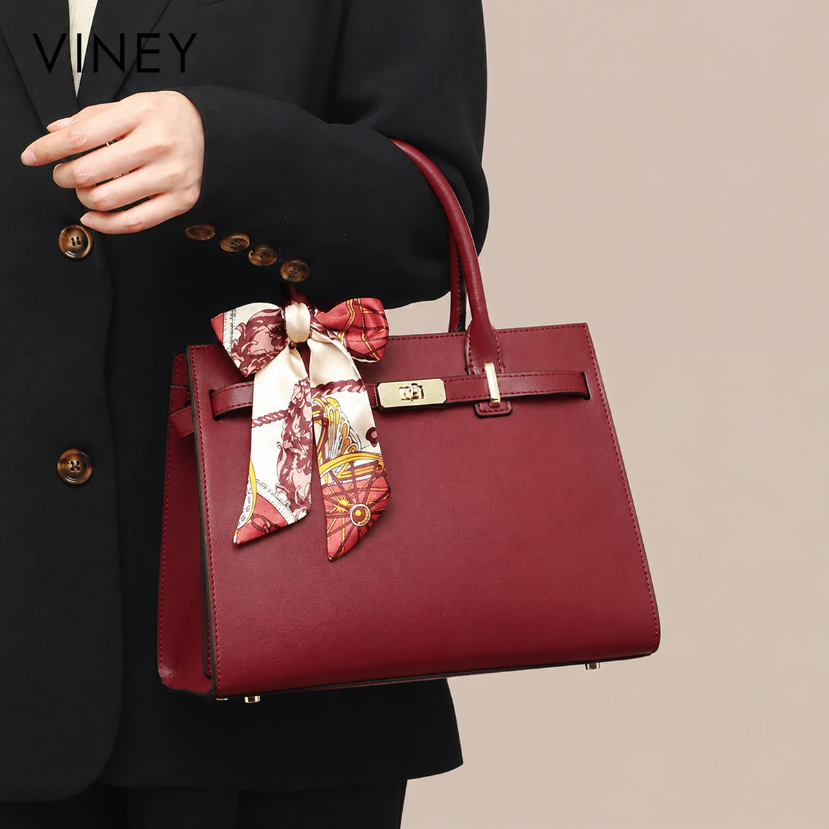 VINEY Everyday Genuine Leather Top-Handle Bag — English product image 2