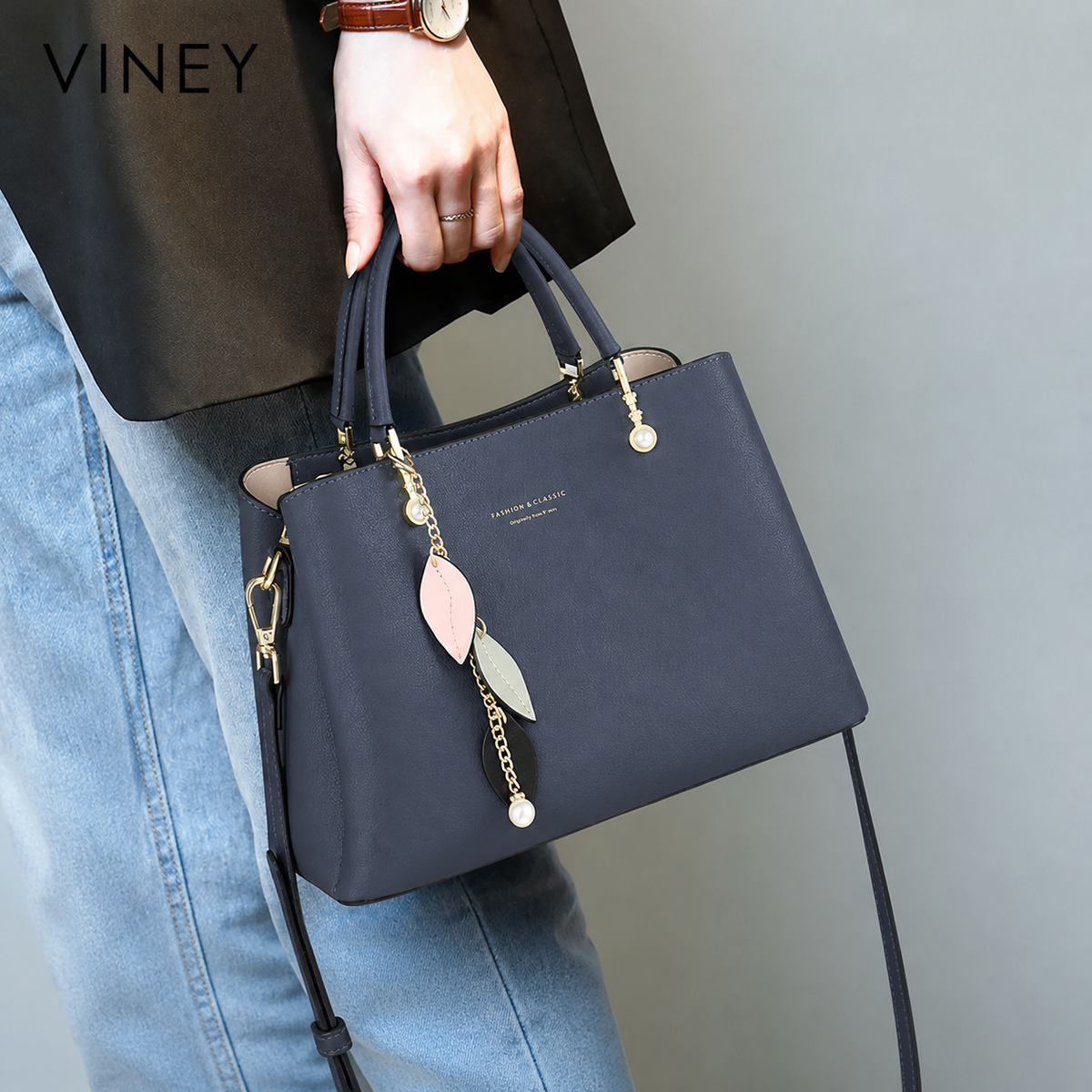 VINEY Everyday Genuine Leather Convertible Top-Handle Bag — English product image 6
