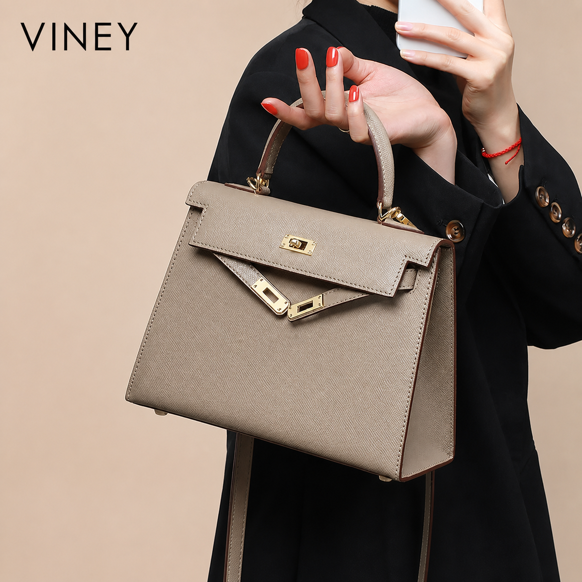 VINEY Everyday Genuine Leather Lightweight Convertible Top-Handle Bag lifestyle view