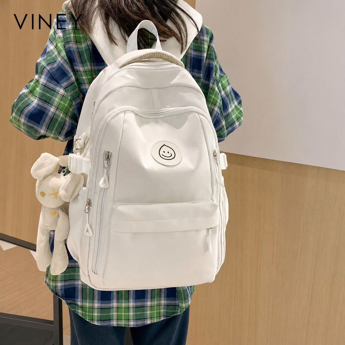 VINEY Urban Canvas Large Capacity Laptop Backpack lifestyle view