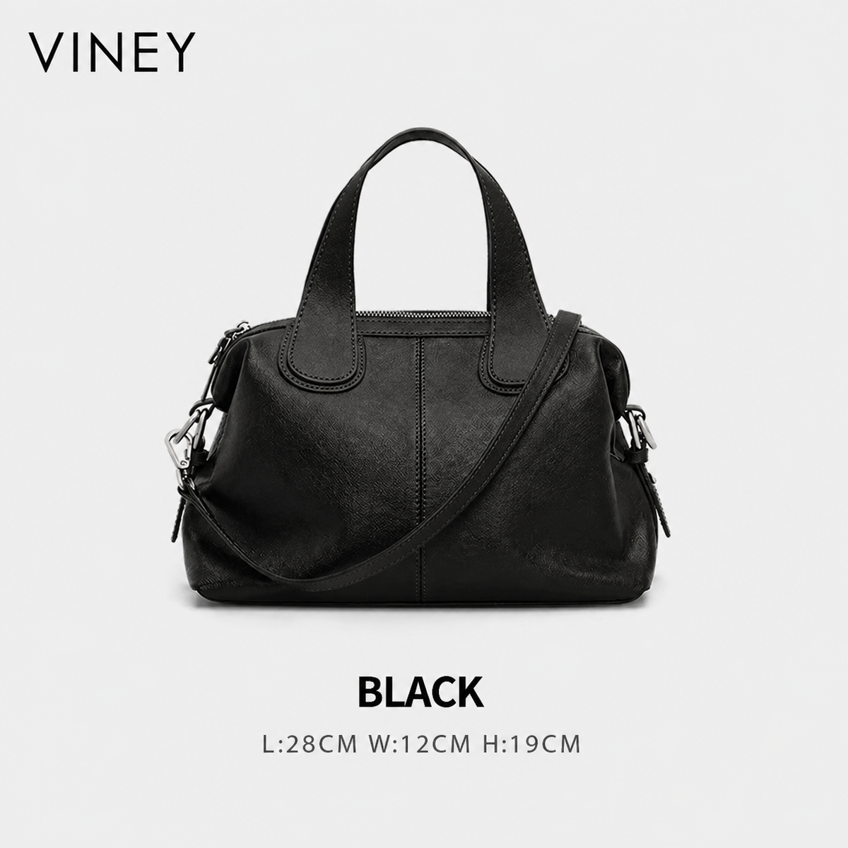 VINEY Genuine Leather Large Capacity Convertible Boston Bag — English product image 10