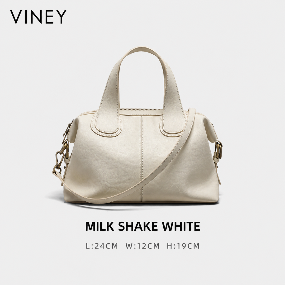 VINEY Genuine Leather Large Capacity Convertible Boston Bag — English product image 11
